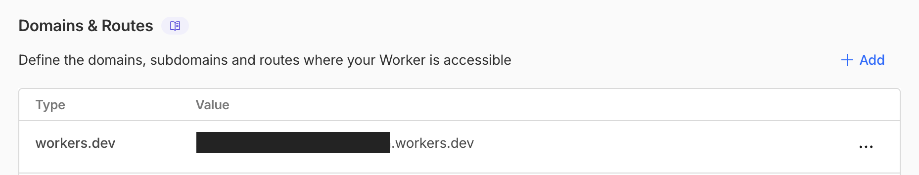 workers.dev URL이 보이는 Cloudflare Worker Domains and Routes 화면