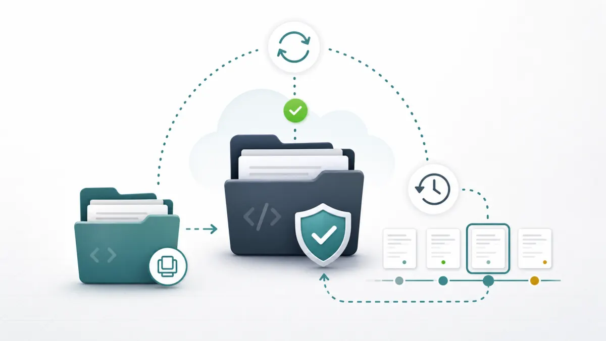 A safe sync workflow with backup, sync status, and version history